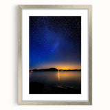 Silver landscape frame with a white mat, showcasing a modern artwork. The frame's sleek design is perfect for enhancing home decor and gallery displays.