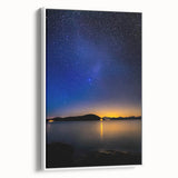 Framed canvas wall art showcasing a vibrant landscape design, featuring rich colors and intricate details, presented from a white side view, ideal for home decor.