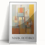 Modern art wall decor featuring a Rothko-inspired abstract design in vibrant red and orange tones on a framed acrylic print.