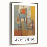 Black and gold framed canvas featuring a modern abstract landscape, ideal for bedroom wall decor.