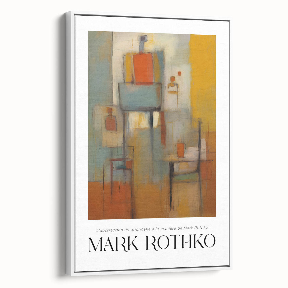Extra large framed canvas featuring a vintage poster art style with vibrant colorful blocks on a black background.