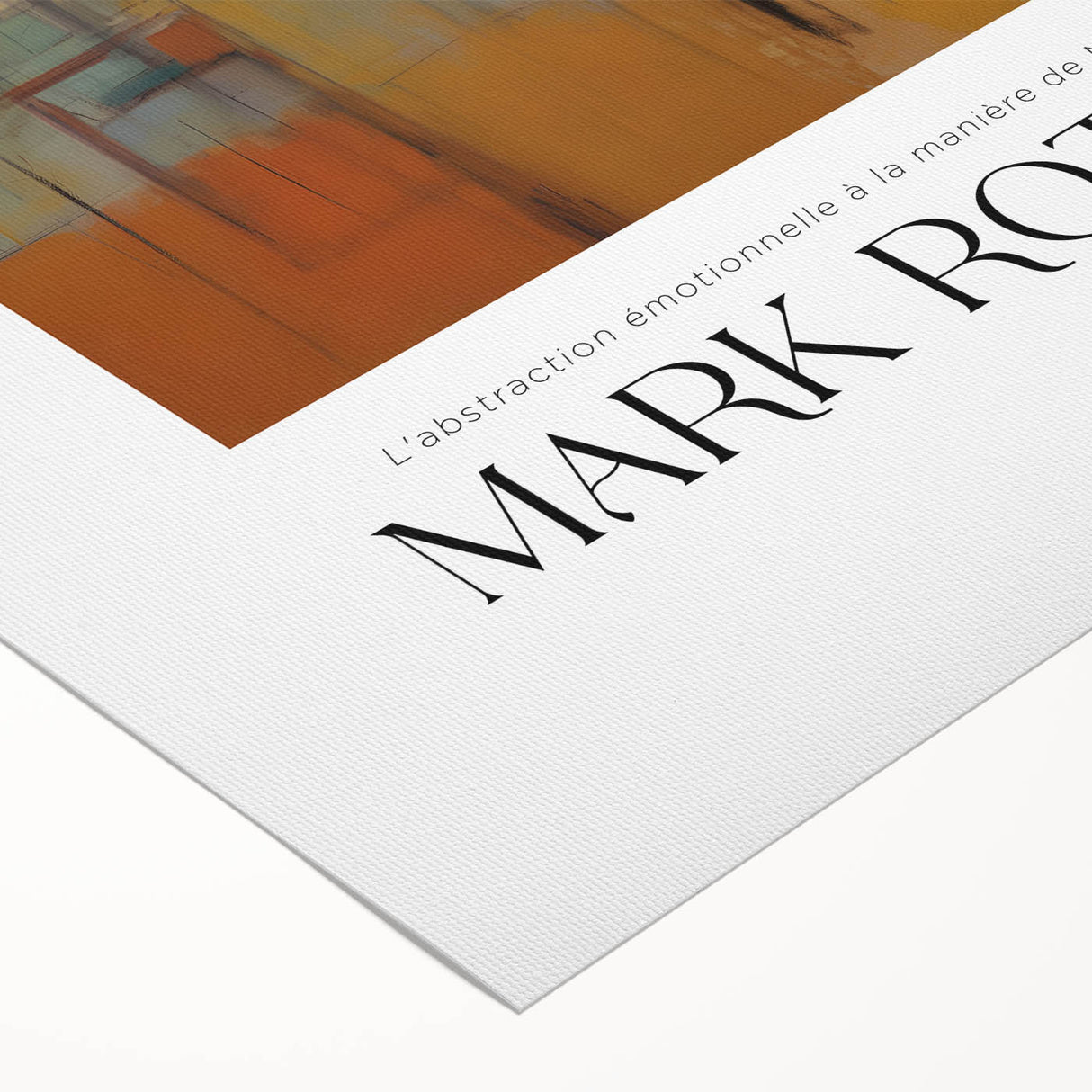 Art deco poster featuring abstract blocks in bold red and orange on rolled canvas, suitable for dining room walls.