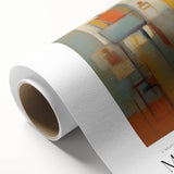 Art deco style poster on rolled canvas featuring soft pastel colors, ideal for nursery wall art or dining room decor.