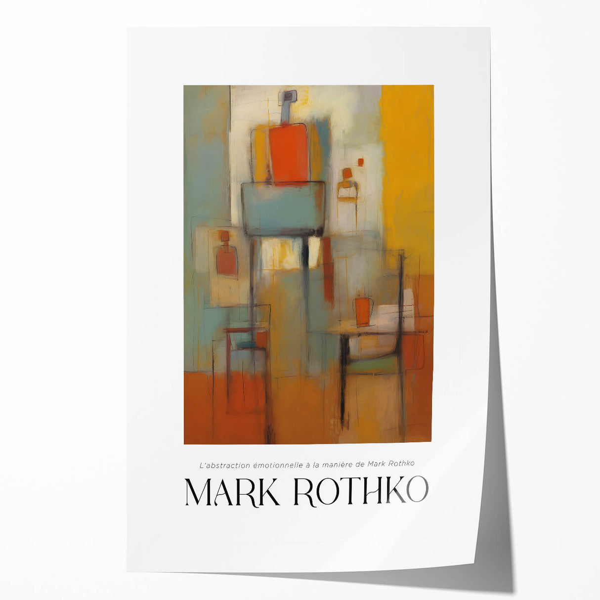 Extra large rolled print of a modern abstract Rothko-inspired artwork in vibrant hues, ideal for art wall dining room.