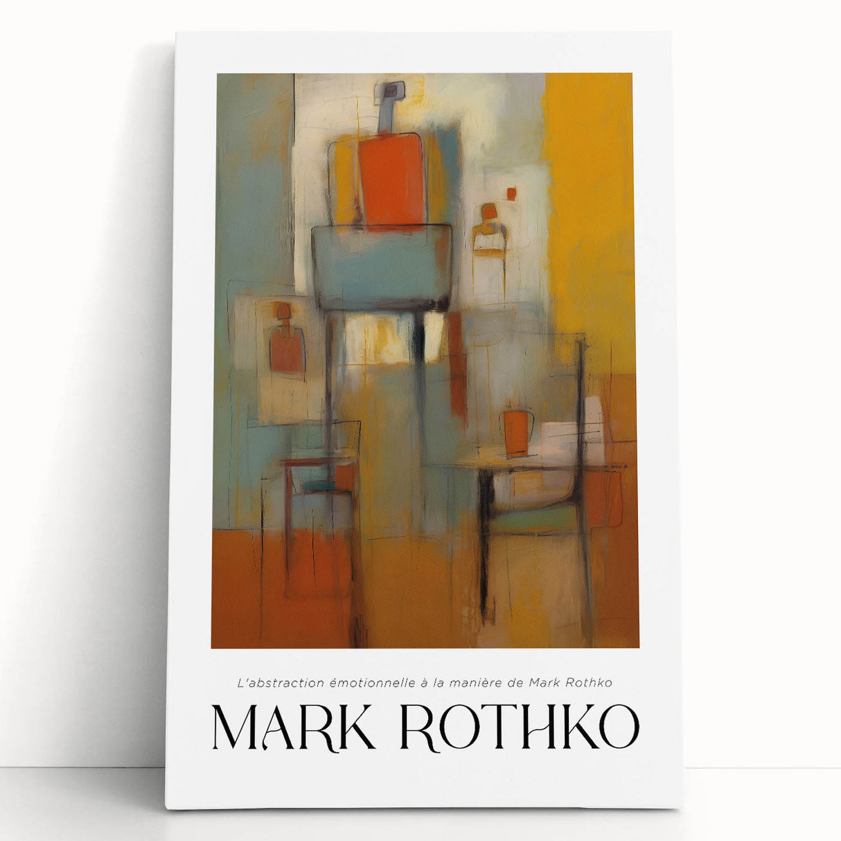Large black and white abstract canvas depicting vertical color blocks, ideal for kitchen wall art or bedroom ambiance.