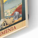 Armenia Retro Travel Poster | Vintage Mountain and Car Print