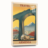 Armenia Retro Travel Poster | Vintage Mountain and Car Print