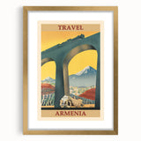 Armenia Retro Travel Poster | Vintage Mountain and Car Print