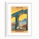 Armenia Retro Travel Poster | Vintage Mountain and Car Print