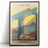Armenia Retro Travel Poster | Vintage Mountain and Car Print