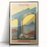 Armenia Retro Travel Poster | Vintage Mountain and Car Print