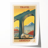 Armenia Retro Travel Poster | Vintage Mountain and Car Print