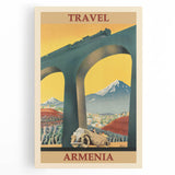 Armenia Retro Travel Poster | Vintage Mountain and Car Print