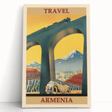 Armenia Retro Travel Poster | Vintage Mountain and Car Print