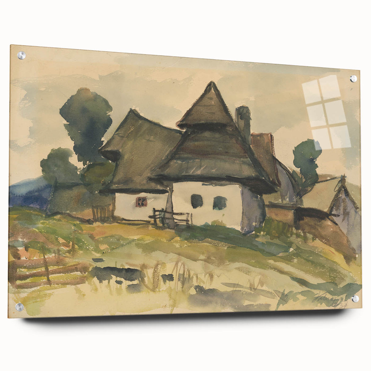 Realism Art Print – Village Motif by Zolo Palugyay | Rustic Countryside Scene