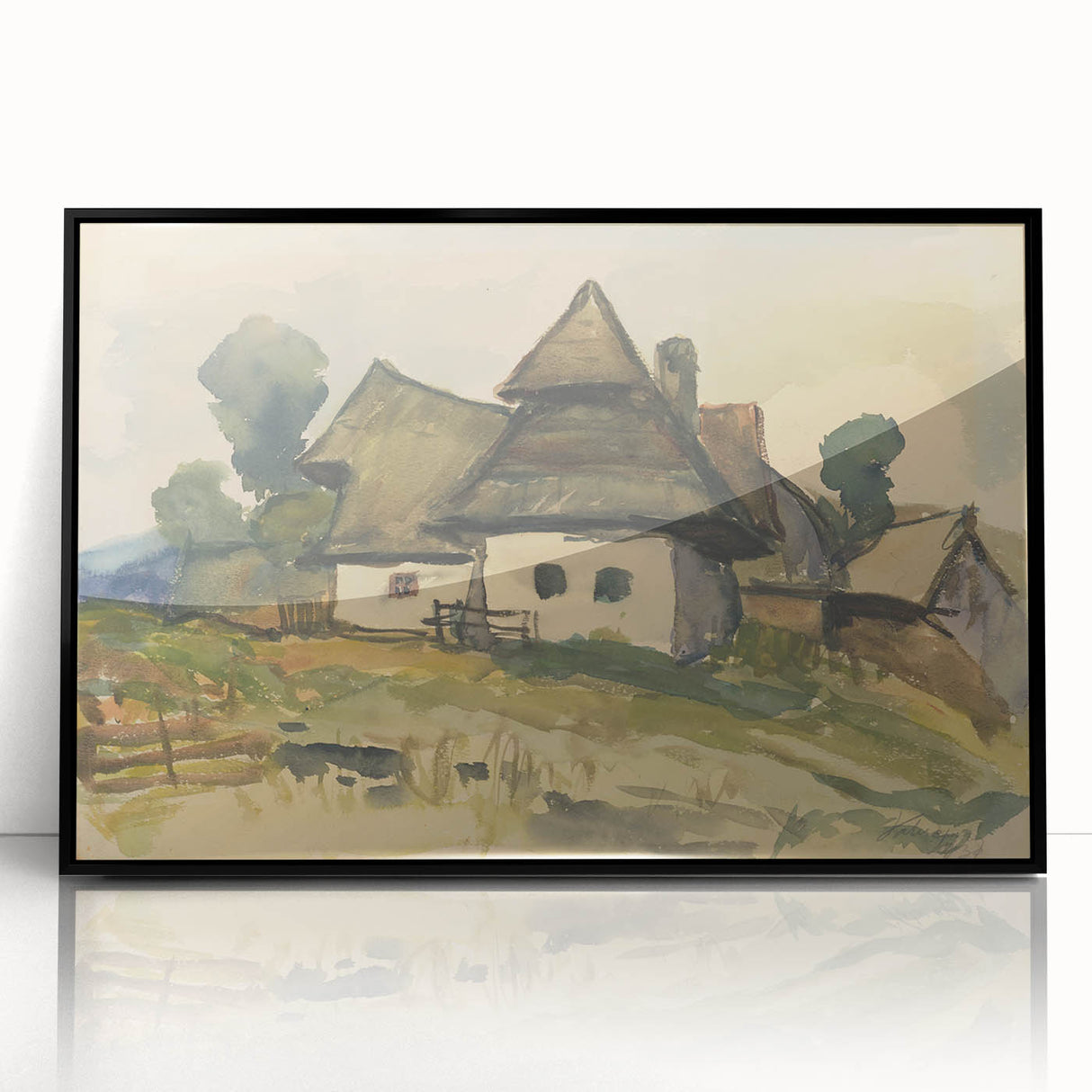 Realism Art Print – Village Motif by Zolo Palugyay | Rustic Countryside Scene