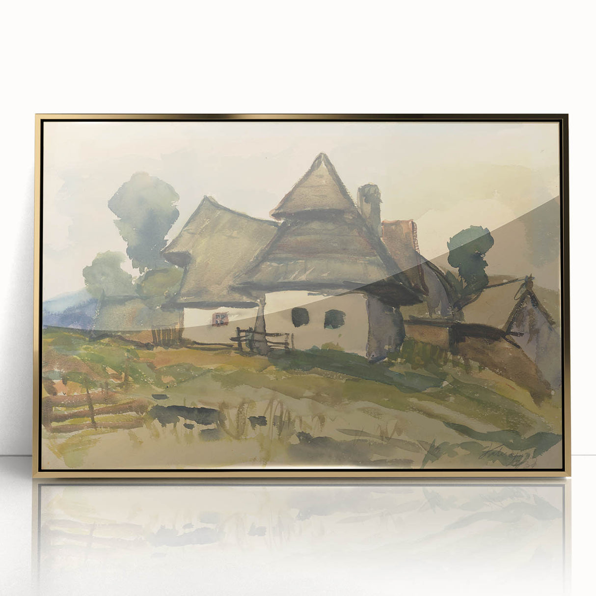 Realism Art Print – Village Motif by Zolo Palugyay | Rustic Countryside Scene