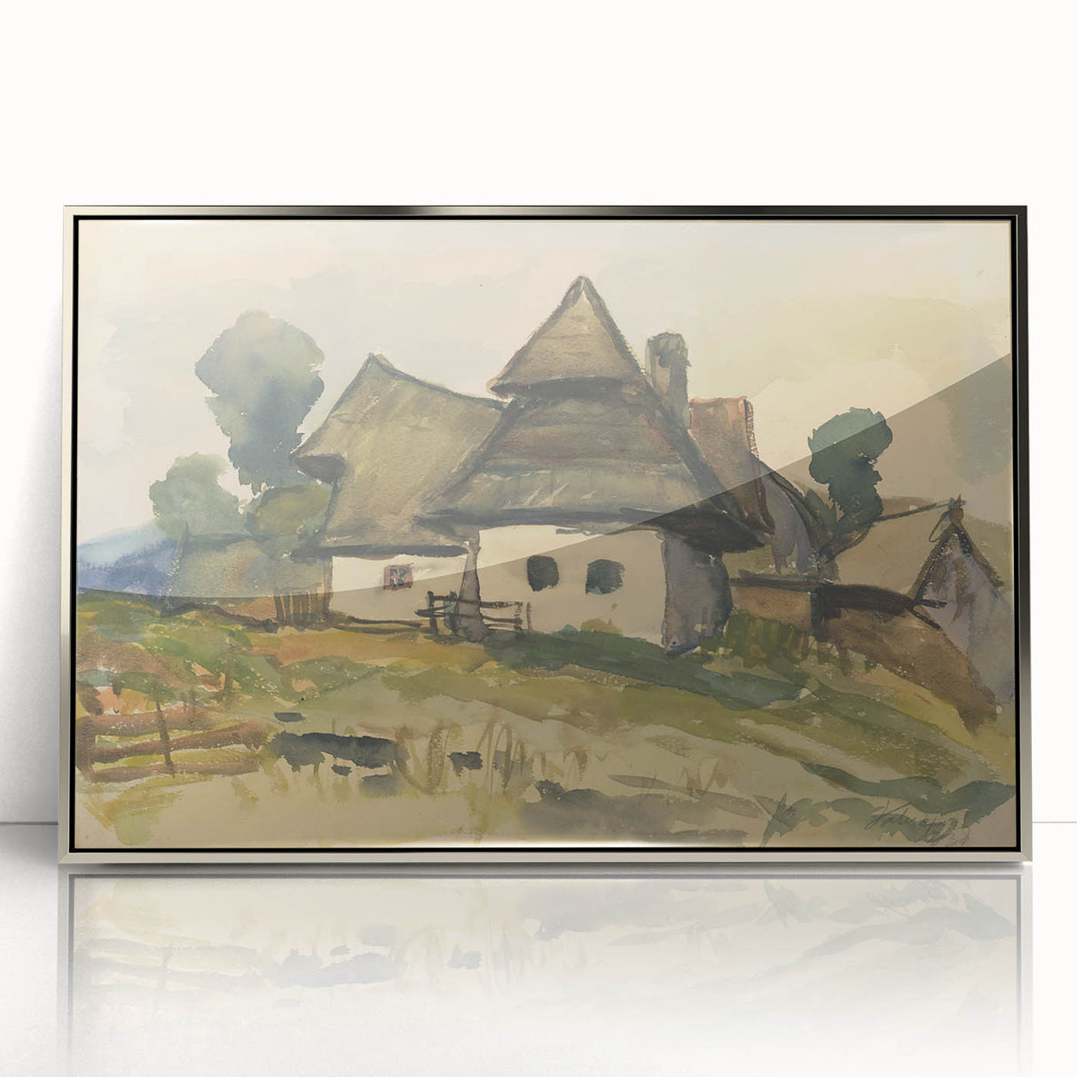 Realism Art Print – Village Motif by Zolo Palugyay | Rustic Countryside Scene