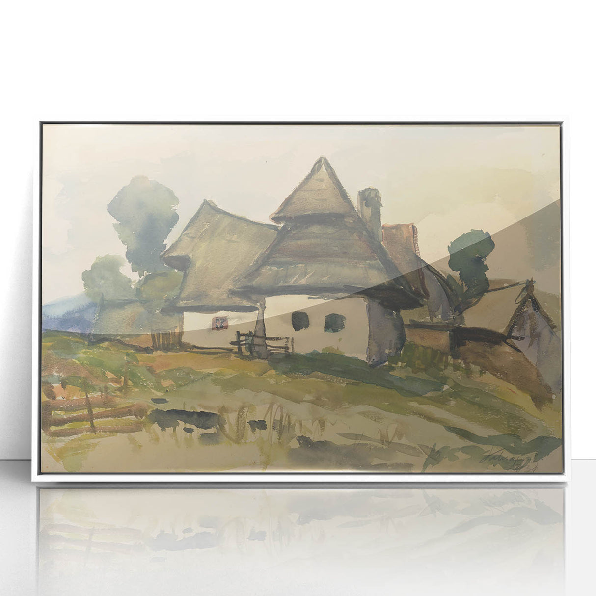 Realism Art Print – Village Motif by Zolo Palugyay | Rustic Countryside Scene