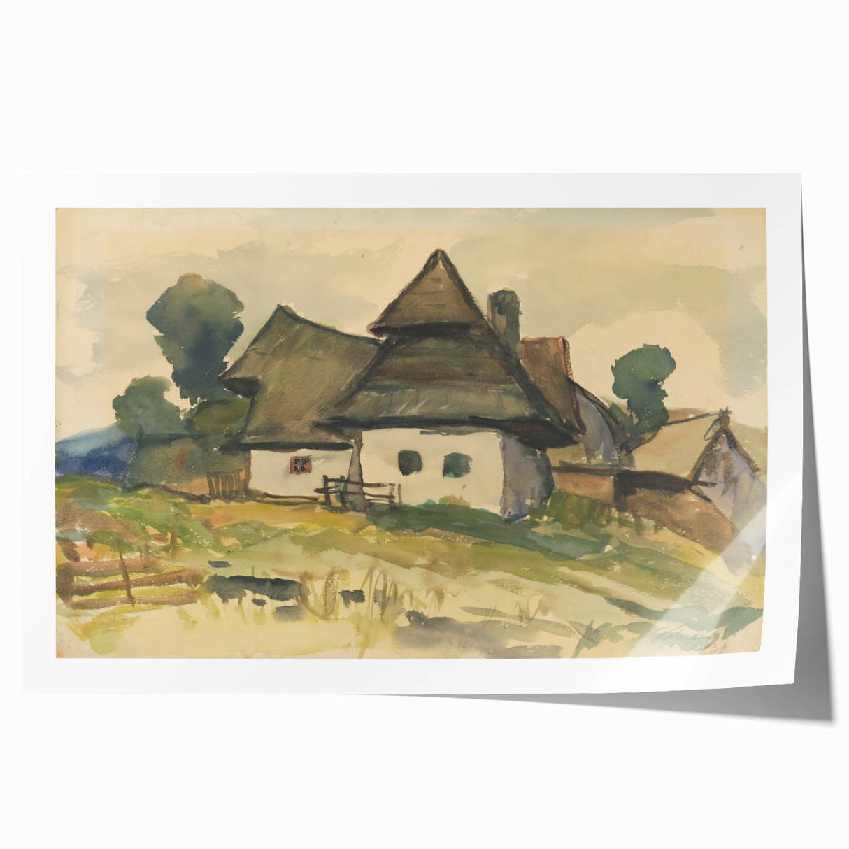 Realism Art Print – Village Motif by Zolo Palugyay | Rustic Countryside Scene