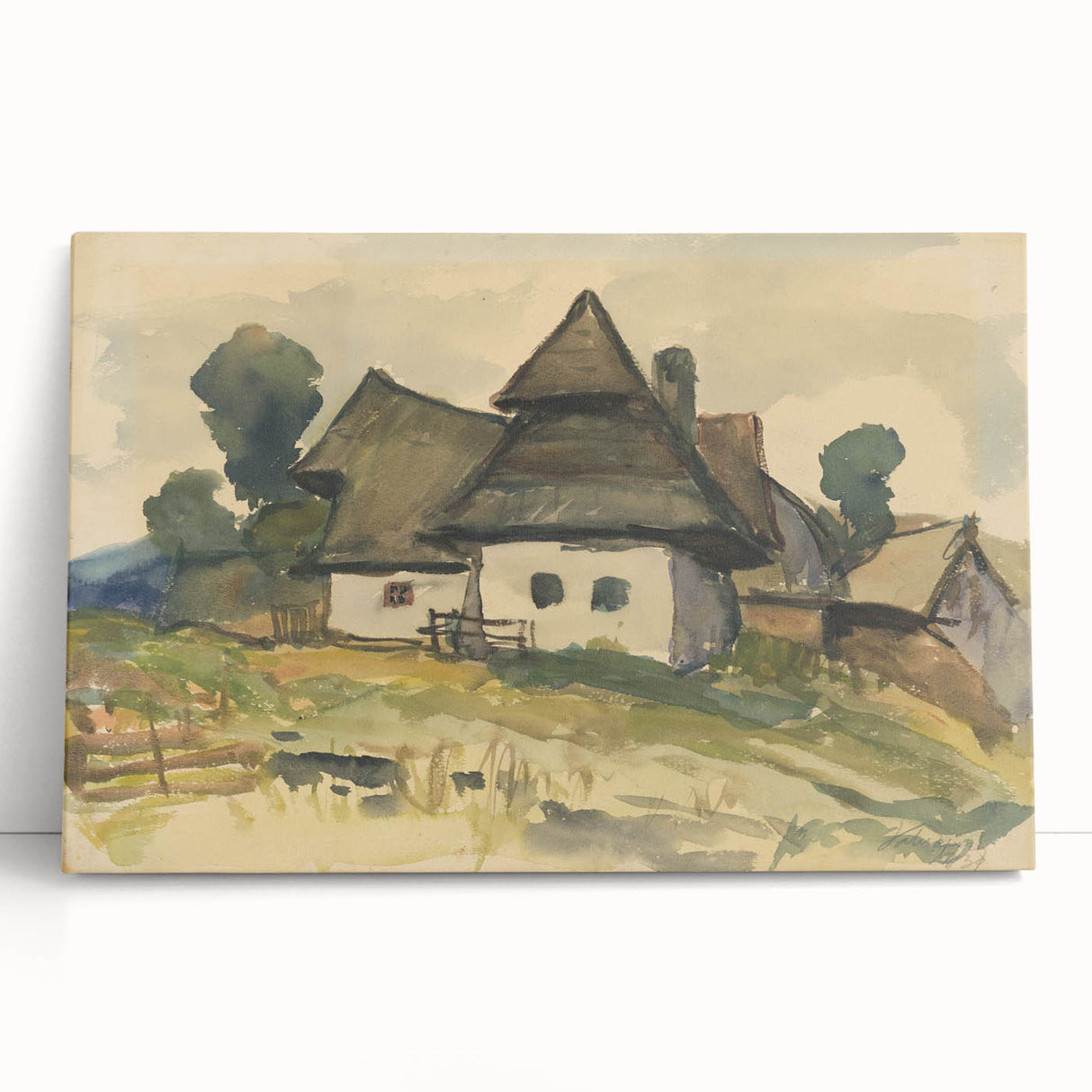 Realism Art Print – Village Motif by Zolo Palugyay | Rustic Countryside Scene