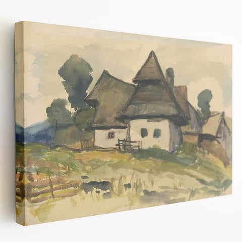 Realism Art Print – Village Motif by Zolo Palugyay | Rustic Countryside Scene
