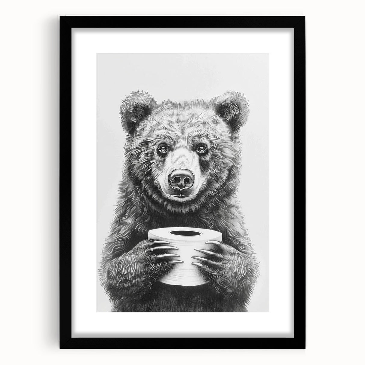 Bathroom Canvas Art - Bear Holding Toilet Paper