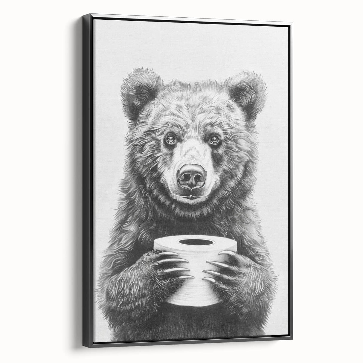 Bathroom Canvas Art - Bear Holding Toilet Paper