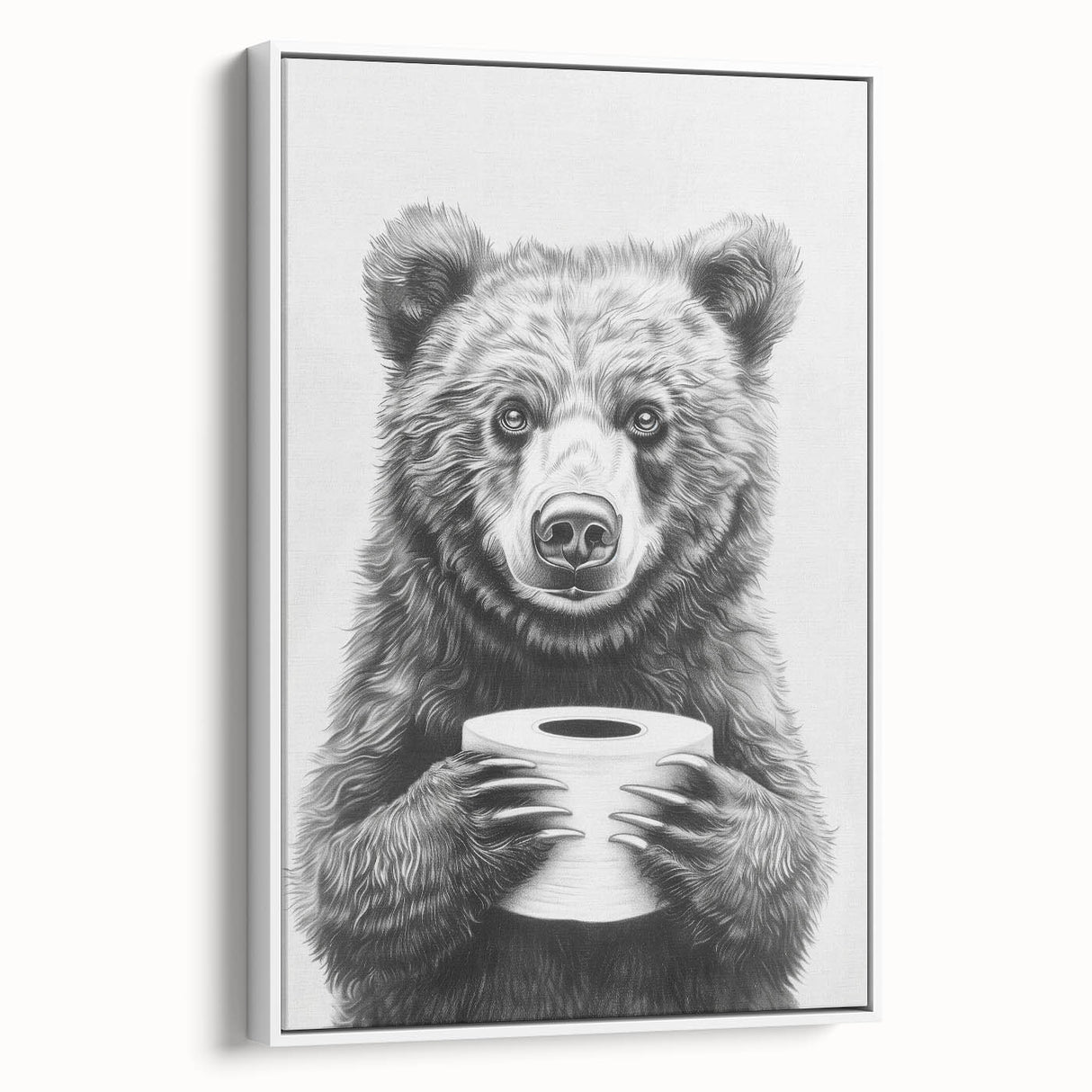Bathroom Canvas Art - Bear Holding Toilet Paper