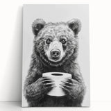 Bathroom Canvas Art - Bear Holding Toilet Paper