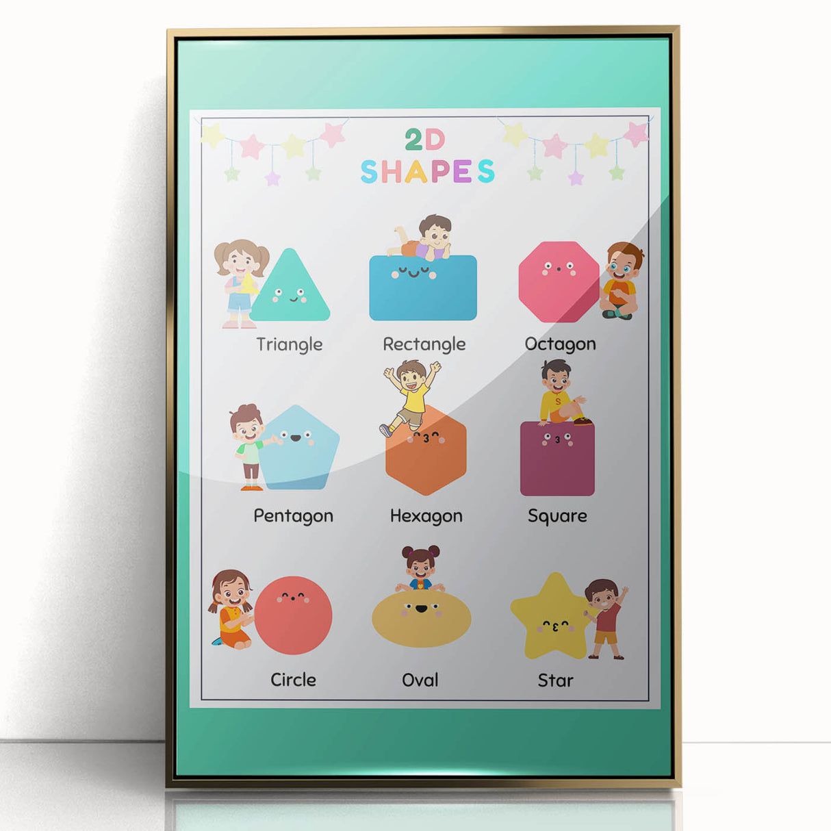 2D Shapes Kids Educational Wall Art – Learning Poster
