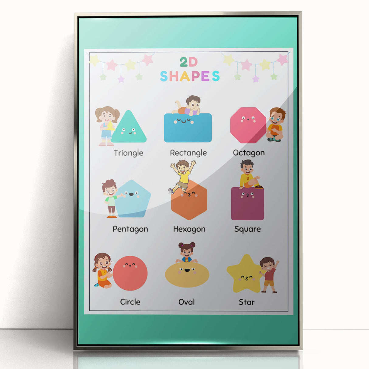 2D Shapes Kids Educational Wall Art – Learning Poster