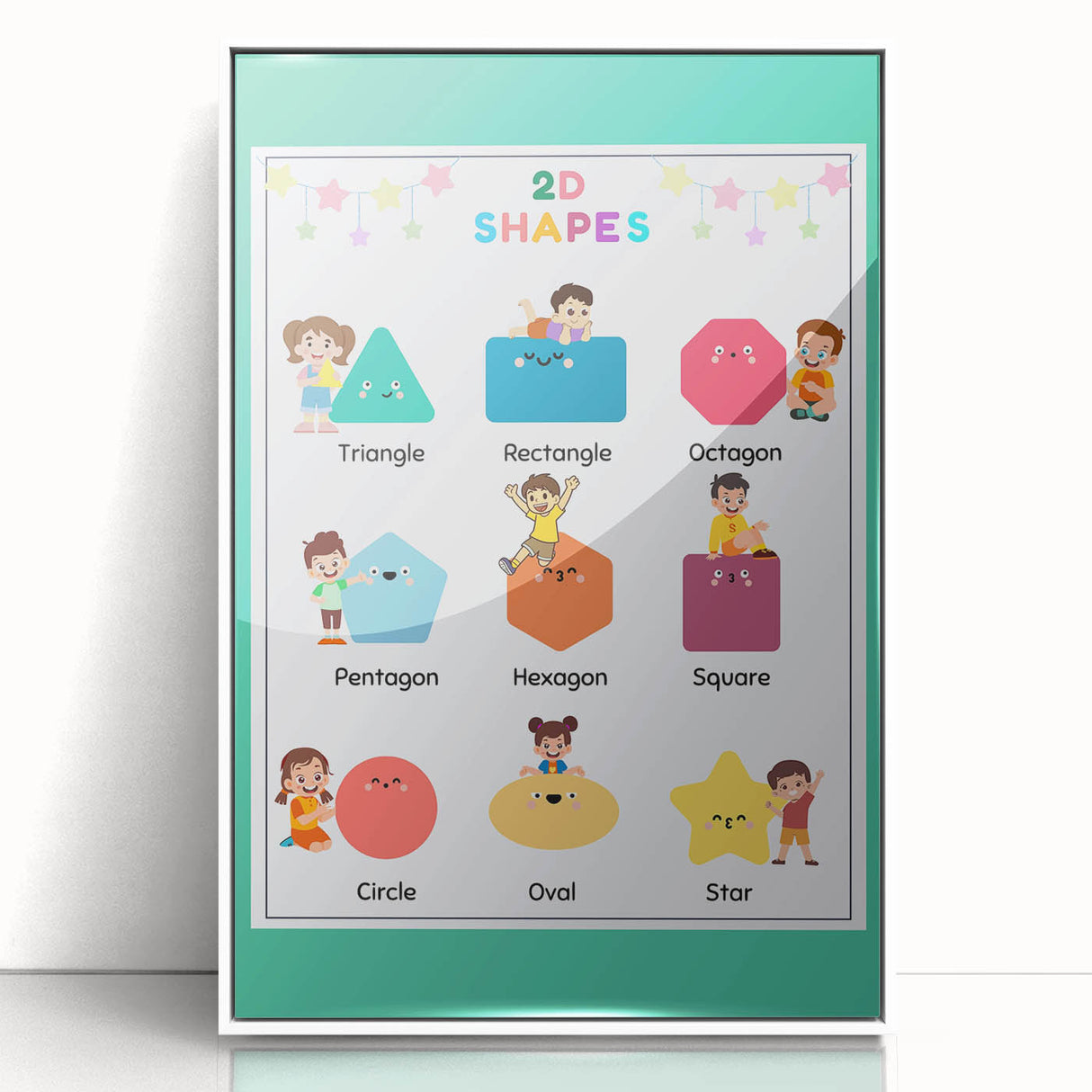 2D Shapes Kids Educational Wall Art – Learning Poster