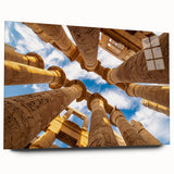 Large abstract wall art of an Egyptian scenery in muted earth tones on acrylic glass.
