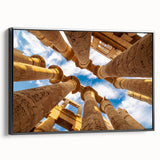 Black and white framed canvas featuring a vintage-style Egyptian landscape, suitable for bedroom wall art.