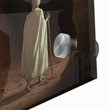 Large abstract wall art depicting an Ethiopian landscape in earthy tones on acrylic glass, ideal for dining room art.