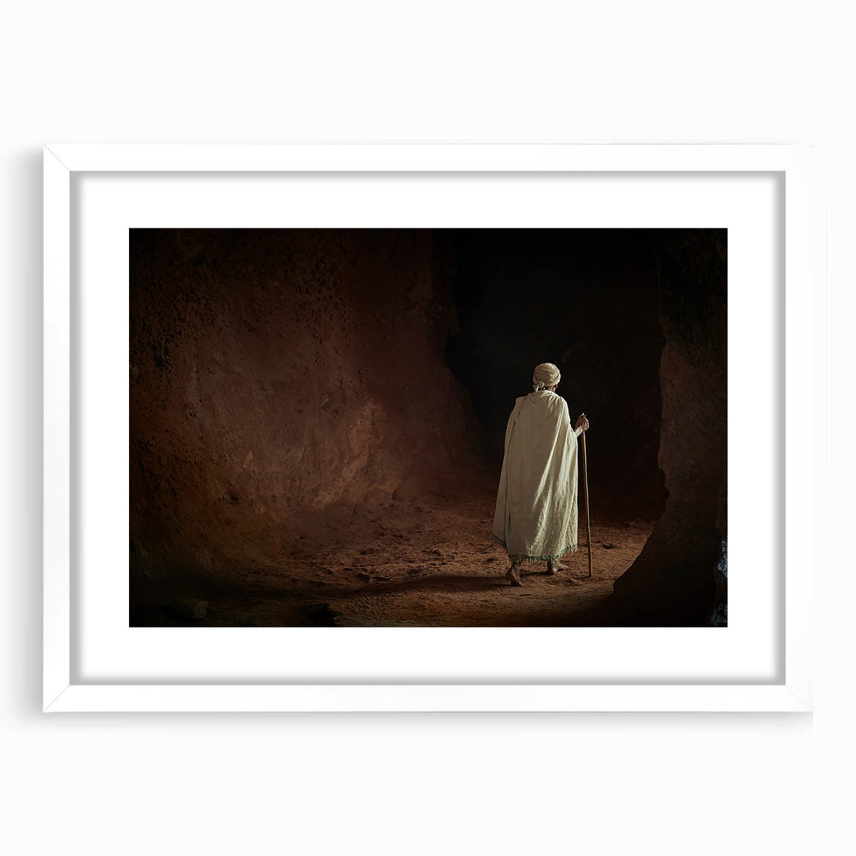 Extra large wall art featuring abstract depiction of Ethiopian scenery in textured tones of earth and sky.
