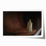 Ethiopian landscape with vibrant green and earth tones on a large rolled canvas, ideal for art wall dining room placement.