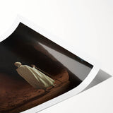 Extra large wall art featuring line art flowers in subtle earth tones on a rolled print, ideal for large living room decor.