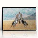 Large art print of an African savannah scene, with muted earth tones on framed acrylic, ideal for modern art wall decor.