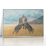 Large abstract wall art depicting a Kenyan scenery in muted earth tones on a framed acrylic, ideal for modern art wall decor.