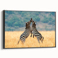 Black and white framed canvas featuring a vintage-style Kenyan landscape, ideal for bedroom wall decor.
