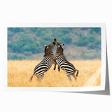 Extra large rolled canvas print depicting a serene African landscape with vibrant greens and earth tones.