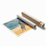 Extra large wall art featuring a serene Kenyan landscape with vibrant greens and blues, printed on rolled canvas.