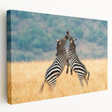 Large canvas print depicting a serene Kenyan landscape in earth tones, suitable for kitchen wall art.