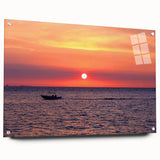 Acrylic glass print of a Madagascar landscape in vibrant earth tones, ideal for dining room or bedroom decor.