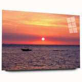 Large abstract wall art depicting a Madagascar landscape in muted earth tones on acrylic glass.