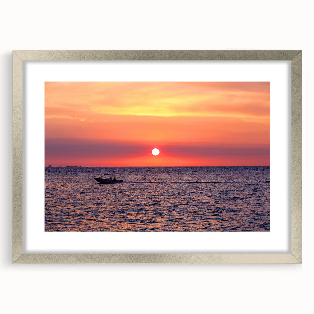 Abstract art print of Madagascar scenery in silver frame with mat, featuring earthy tones, ideal for dining room decor.
