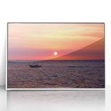 Framed acrylic print of a Madagascar landscape in mid-century modernist style, featuring muted earth tones.