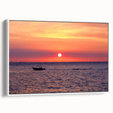 Framed canvas wall art featuring a vintage-style landscape of Madagascar in black and white, ideal for bedroom decor.